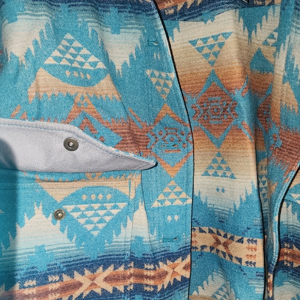 Pendleton Turquoise & Rust Geometric Wool Jacket - Picture 5 of 6